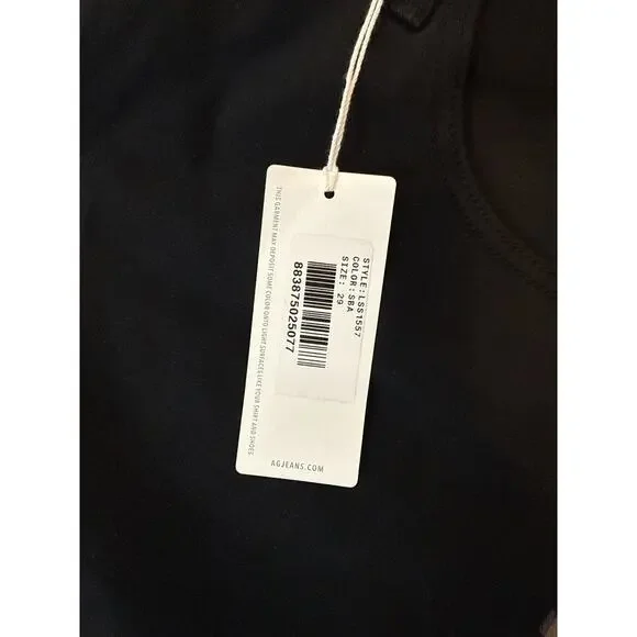 AG Adriano Goldschmied Prima Crop Cigarette Pants Black Size 29 NWT - Picture 3 of 12